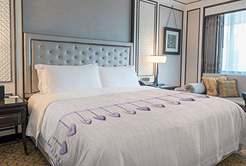 IlGruppone Copriletto Estivo Made in Italy 100% Cotone Coperta Leggera Piquet Singolo Matrimoniale Piazza e Mezza - Cuori Lilla - 2 Piazze