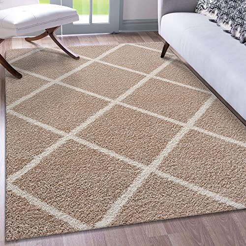 Impression Teppich Weicher Flächenteppich, Luxus Muster Teppich, Hochwertiger Schlafzimmerteppich, Wohnzimmerteppich, Küche - Beige, Größe:140x200 cm