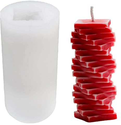 XNSHUN 3D Kerze Silikonform Gießform Silikon Kerzengießform, DIY Spiralförmige Quadratische Silikon Kerzenform, Silikonformen Für Die Herstellung Duftkerze Schokolade