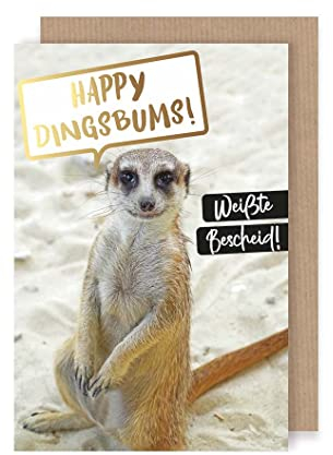 Geburtstag Humor Karte Grußkarte Erdmännchen Goldschrift C6
