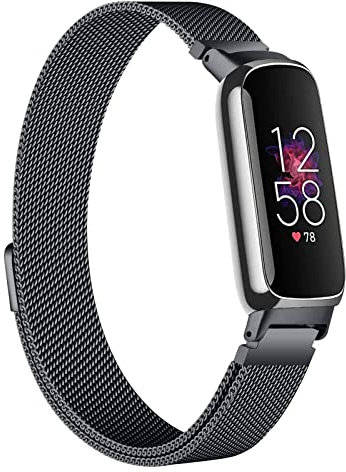 Armband kompatibel mit Fitbit Inspire 3, verstellbares Edelstahl-Schlaufe, Metallnetz, magnetisches Ersatzarmband für Fitbit Inspire 3 für Damen und Herren, klein und groß, Metall (Schwarz)