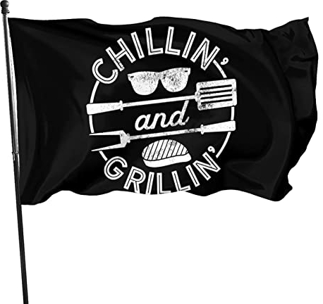 Garten Flaggen Chillen Und Grillen Dekorative Fahnen Wetterfeste Feiertage Flags Verblassen ​Beständig Yard-Flaggen Für Rasen Jahreszeiten Garten 152x90 cm