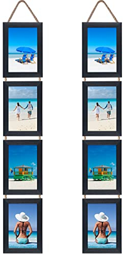 EYMPEU 10x15 Cadre Photo Noir, Lot de 2 Collage Quatre Ensemble Suspendu pour décorer le salon, la chambre, le bureau