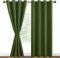 DWCN Blickdichte Vorhänge mit Vorhange-Raffhalter Türvorhang mit Ösen 2 Stücke Thermogardine für Wohnzimmer,Schlafzimmer,Olive Grün,245x140cm(HxB)