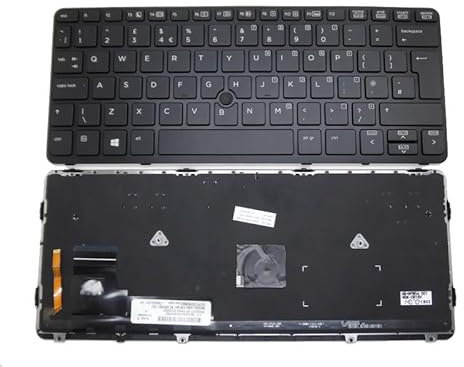 Laptop Keyboard For HP EliteBook 820 G1 820 G2 720 G1 725 G2 With Backlight and Pointing Stick Black United Kingdom UK 9Z.N9WBV.10U 735502-031 730541-031 6037B0086603 NSK-CR1BV With Black Frame
