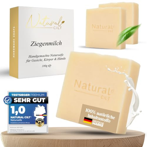3x Natural Cilt Ziegenmilch Seife - 100% Naturseife - ohne bedenkliche Inhaltsstoffe - Zertifiziert - Handgemacht - Duschseife für alle Hauttypen - Duschgel - Naturkosmetik