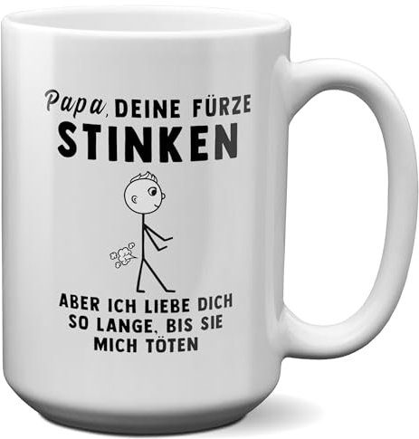 22Feels XL Tasse Papa Geschenk Deine Fürze Stinken, Vater Geburtstag Vatertag Weihnachten von Tochter Sohn Papi Idee Haferl Kaffeetasse Männer