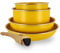 MENASTYL - Batterie de cuisine amovible revêtement antiadhésif céramique sans PFAS/PTFE - 2 poêles 22/26cm, 2 casseroles 16/18cm, 1 poignée - Tous feux dont induction – Alu recyclé Safran - 6020588
