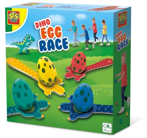 SES Creative 02308 - Dino egg race, coordination game, wooden game for children 3 years