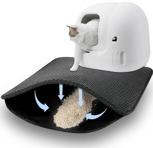 Katzenklo Matte, 46×60cm Wasserdichte Doppelte Matte Katzenklo, Faltbar Katzenmatte Katzenklo, Katzenstreu Matte, Katzenklo Vorleger, Matte Katzentoilette, Cat Litter Mat,Katzenstreu Unterlege,Schwarz