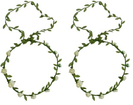 Tadipri 2 Stück Blumenkranz Haare Haar Hochzeit Weiße Blumenkronen Kinder für Frauen und Mädchen Schön Braut Kopfstück Greenery Krone Haarreif Blumen für Hochzeit Zeremonie Party Festival