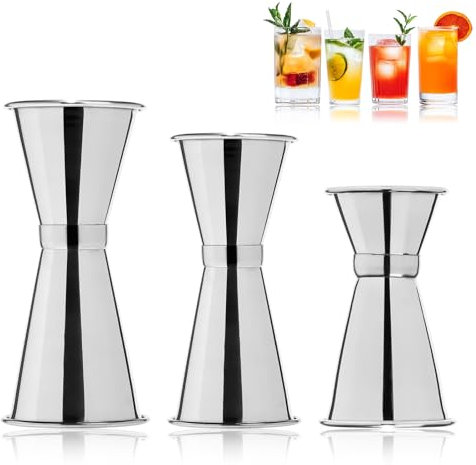 Pineraap Set of 3 Jigger for Bartending, Japanese Cocktail Jigger 1 & 2 oz, 3/4 & 1 1/2 oz, 1/2 & 1 Oz Bar Jiggers, Stainless Steel Double Jiggers, Alcohol Liquor Measuring Cup for Bartender Bar Tool