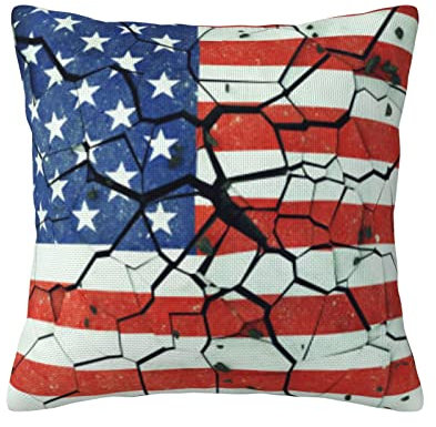Zierkissen Flagge Auf Gerissenem Beton Kissenbezug Outdoor Zierkissenbezüge Reißverschluss Kissenhülle Für Büro, Frühling, Schlafzimmer, 45X45Cm