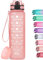 HydroPal 1L Sports Water Bottle, Slim Plastic Motivational Drink Bottle with Filter, Leakproof Water Bottle with Time Markings for Gym, Running, Travel, School, Office, Outdoor, BPA-free