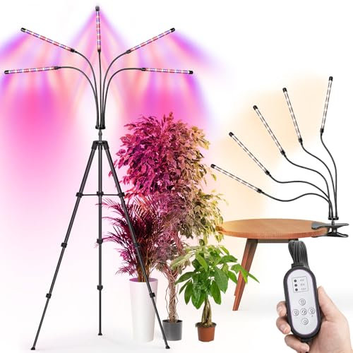 Jubor Lampe de Personnalité avec Trépied, Lampe de Croissance avec Minuterie Auto, 100 LED Horticole Croissance Spectre Complet avec 3 Modes de Couleurs 10 Niveaux Dimmables