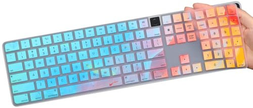 Keyboard Cover for Apple Magic Keyboard with Touch ID and Numeric Keypad Model A2520, for 2023 2021 iMac 24-inch M3 M1 Chip & 2022 Mac Studio Ultra Thin HD Clear Keyboard Protector Cover Skin-Colorful