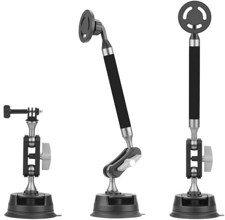 Magnetic Suction Cup Car Phone Holder for iPhone 16/15/14/13/12 Android,360° Adjustment Aluminum Vlog Shooting Windshield Window Dash Vent Mount for GoPro Action Camera