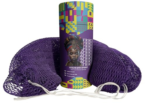 AFRIKI African Exfoliating Net Sponge, Authentic African Net Sponge, Black Owned, Back Scrubber, 45 inch Long for Normal to Sensitive Skin, for Daily use, Original Collection