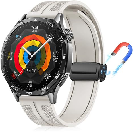 PaceBid 22mm Correa para Huawei Watch 5/GT 5/5 Pro/GT4/GT3/GT2/3Pro/Watch4 (46mm), Silicona Complejo Nylon Trenzada Magnética Reloj de Repuesto para Huawei Watch GT 6/GT6 Pro 46mm - Starlight