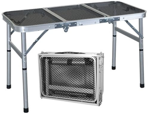 Table de camping pliante portable avec pieds réglables, surface de cuisson