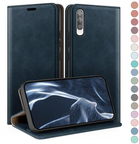 HUOUH für Samsung Galaxy A50/A50S Hülle mit RFID Schutzhülle aus Lederhülle Handyhülle,Kartenfach Leder ständer Handy hülle,360 Grad Schutz Cover für Samsung A50 Klapphülle Wallet Case Dunkelblau