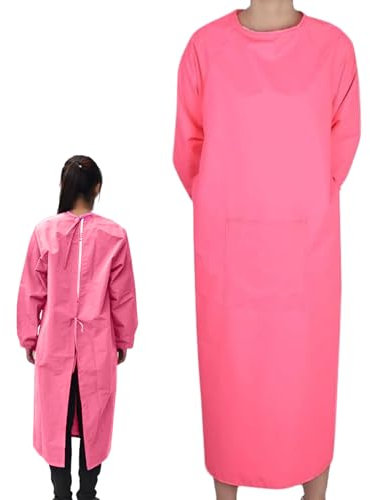 Kitchen Apron Adults Long Sleeve Cooking Apron Oilproof & Waterproof Apron With Large Pocket Lightweight Butchers