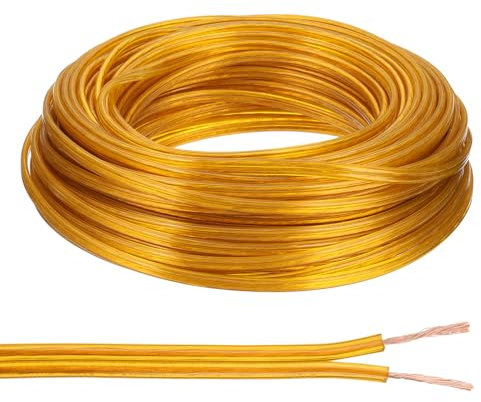 PATIKIL Cavo rivestito in PVC, 100 Ft 18/2, 300 V, SPT-2, cavo isolato, resistente al calore, flessibile, per lampada a LED, cavo audio, dorato, UL