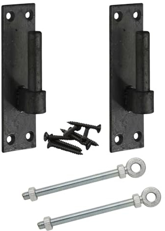12mm Black Hook on Plate with 12mm x 150mm Adjustable Eye – Heavy-Duty Gate & Door Fitting – Rust-Resistant for Sheds, Stables & Farm Gates