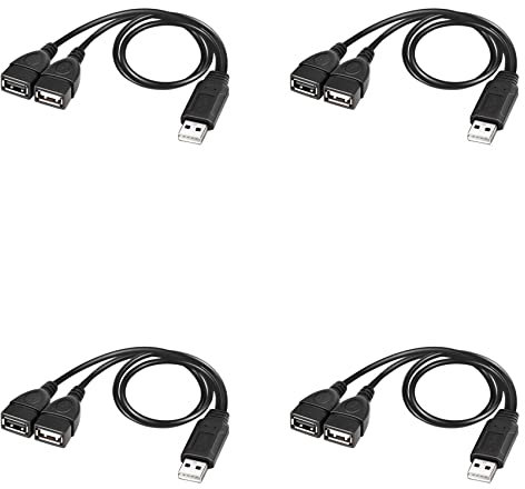 rieder 4X Cable Divisor USB, USB 2.0 Una Macho Una Doble USB Hembra Jack Y Cable Divisor del Cargador