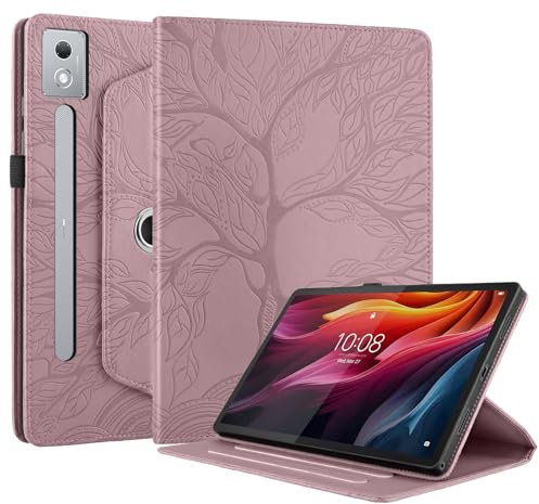 Succtopy Cover per Lenovo Idea Tab Pro 12.7 Pollici 2025 TB-373FU TB-375FC Cover in Pelle PU con 360 Gradi di Rotazione Custodia Protettiva con Porta Penna per Lenovo Idea Tab Pro 12.7 2025 Oro Rosa