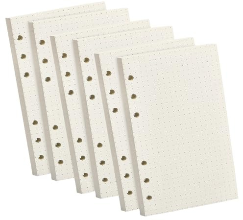 6 Confezioni Ricarica di Carta A5, 360 Fogli A5 con Buchi 6 Fori Portatile e Facile da Usare Carta a Puntini Senza Agenti Fluorescenti per Agenda, Bullet Journal, Sketchbook, Planner e Disegno