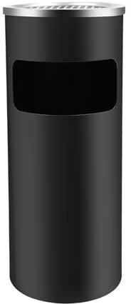 biniliubi Poubelle 15 l avec sac intérieur amovible, acier inoxydable 201 et fer, noir, pour l'intérieur et l'extérieur (25 x 61 cm)