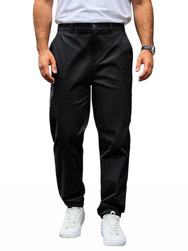 Runcati Pantalon chino pour homme - Coupe droite - Stretch - Couleur unie - En coton - Long - Léger - Avec taille élastique