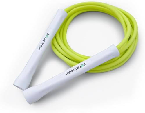 Hererope Cuerda de saltar de PVC de 6 mm, para hombres y mujeres, fitness, velocidad, trucos, entrenamiento cardiovascular, boxeo con asas irrompibles y cuerda sin nudos (verde)