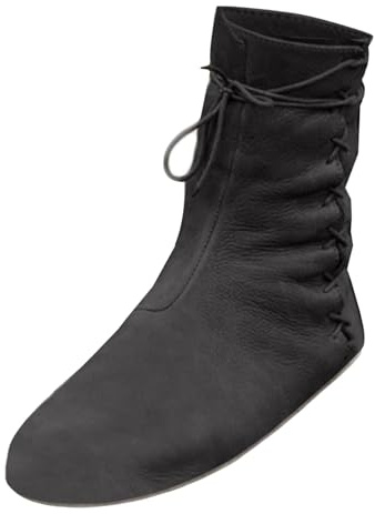 Fancy casual skor - vintage platta klackar stövlar enfärgad medeltida stövel herr dam tjocka lätta läderstövlar varma och bekväma skor plusstorlek