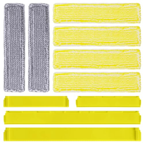 10 Stück Zubehör für Kärcher Fenstersauger WV6 WV 6 Plus WV7: 6 Stück Mikrofaser-Wischbezüge Ersatzpads und 4 Stück Gummilippe Abzieher, Wiederverwendbare Ersatzteile passend für Kärcher Fenstersauger
