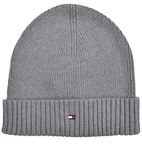 Tommy Hilfiger Strickmütze Mütze Cotton Cashmere Beanie Grau Mid Grey Heather One Size