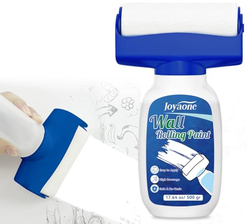 White Paint for Wall 500g, Integrated Paint Roller Kit, Easy to Apply Roller Wall Paint, White Matte Paint for Wall and Wood Surface, Solve Graffiti, Stains, Yellowing on White Surface