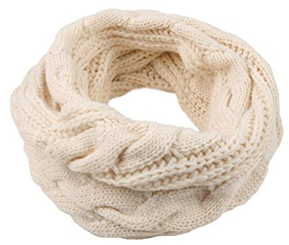 MAKFORT Damen Loop Schal Strickschal Loopschal Herbst Winter Dicker Schlauchschal Beige