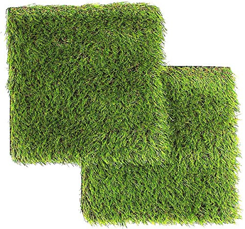 LULIND - Piastrelle Quadrate di Erba Sintetica 31 x 31 cm - Piccolo Tappeto Erboso per Esterni con Sistema di Drenaggio (2 pacchi)