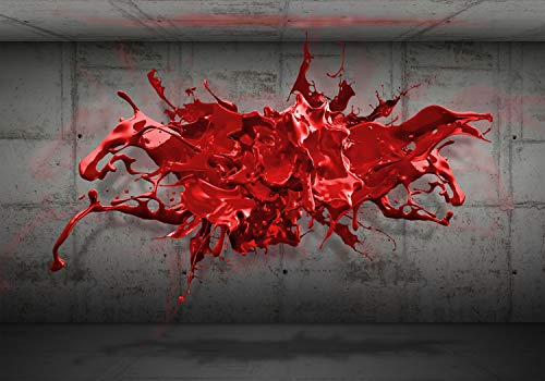 decomonkey Fototapete selbstklebend Steinwand 3d Effekt 343x256 cm XL Selbstklebende Tapeten Wand Fototapeten Tapete Wandtapete klebend Klebefolie Abstrakt Stein Modern schwarz rot