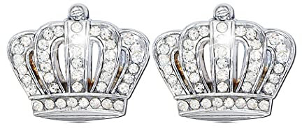 Bling Auto Dekoration Aufkleber 3D Metall Aufkleber Kristall + Krone Auto-Emblem Außen- und Innenausstattung × 2 Pack (Silber, Krone S)