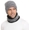 Bequemer Laden Herren Winter Warm Beanie Mütze und Loop Schal Set mit Fleece Gefütterte Thermo Wintermütze Strickmütze Mützen Schlauchschal Schals Geschenk Männer, Einheitsgröße, Grau