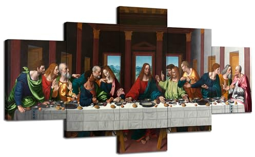 Last Supper Wandkunst für Wohnzimmer, Wanddekoration, Drucke, Rahmen, Leinwand, Poster, Christus, religiöse Malerei, Schlafzimmerdekoration, fertig zum Aufhängen (152.4 cm Bx81.3 cm H)