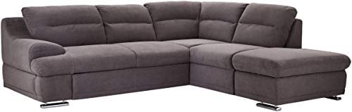 Mivano Ecksofa Coast / Große Sofagarnitur in L-Form mit Ottomane rechts, 264 x 88 x 217, Mikrofaser: grau