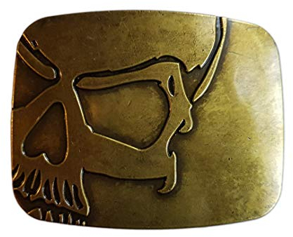 Shirtmatic Skull Totenkopf Kreuz Buckle 3D Gürtelschnallen Biker Rocker (Relief antik gold)