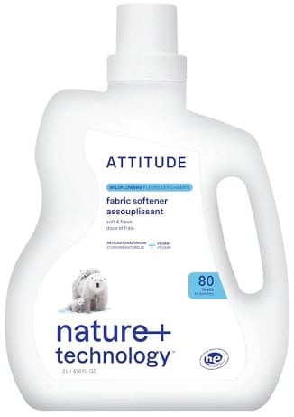 ATTITUDE Ammorbidente liquido, a base vegetale e vegana, compatibile con HE, derivato naturale, profumo di fiori di campo, 80 lavaggi, 2 litri