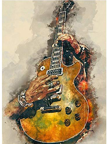 LBGMN DIY Diamond Painting Gitarre Wandkunst Handgemalte Gitarre Art Diamond Painting Mosaik Bild Einzigartiges Geschenk für Musiker 30x40cm