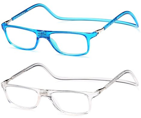 NEW VISION Gafas Presbicia Hombre 2 PACK, Gafas de Presbicia Cierre Imán, Longitud Ajustable, Gafas De Lectura para Hombre y Mujer, NV2904 (Tb, 1.5, x)