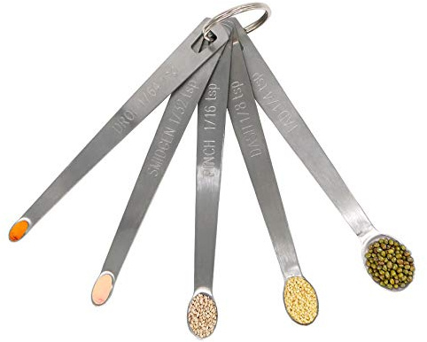 Measuring Spoons Set, Mini Measuring Spoon for Cooking Baking, Tablespoon Teaspoon for Dry or Liquid Ingredients, Fits in Spice Jar, Set of 5